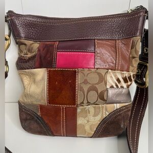 Coach Patchwork Crossbody Bag in‎ Brown and Pink